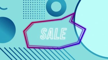 Retro konuşma balonunda satış metninin animasyonu. Alışveriş, satış ve perakende konsepti dijital olarak oluşturulmuş video.