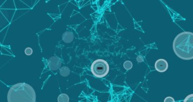 Mavi arkaplanda 6g metin ile bağlantı ağının animasyonu. küresel sosyal medya, bağlantılar ve dijital arayüz konsepti dijital olarak oluşturulmuş video.