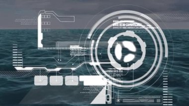 Deniz aşırı veri işleme animasyonu. küresel sosyal medya, bağlantılar ve dijital arayüz konsepti dijital olarak oluşturulmuş video.