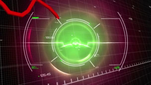 Animación Del Procesamiento Datos Financieros Con Escaneo Línea Roja Alcance — Vídeo de stock