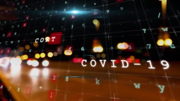 Animation Pandemic Texts City Night Global Covid Pandemic Concept Digitally — Stock Video
