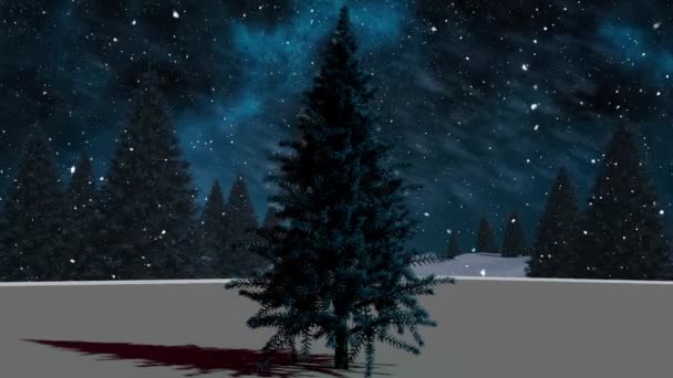 Animering Snö Faller Över Vinterlandskapet Jul Tradition Och Firande Koncept — Stockvideo
