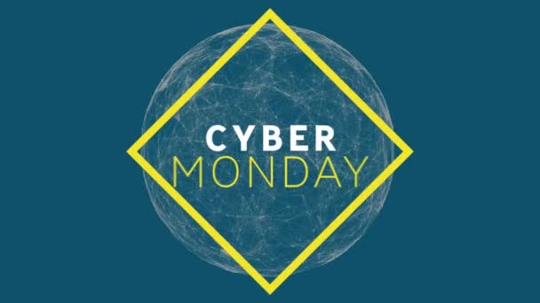 Animatie Van Cyber Maandag Verkoop Tekst Netwerken Van Verbindingen Wereldwijd — Stockvideo