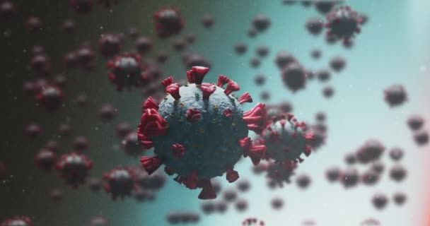 Анімація Ковадла Клітин Плавають Синьому Фоні Глобальна Концепція Пандемії Ковадла — стокове відео