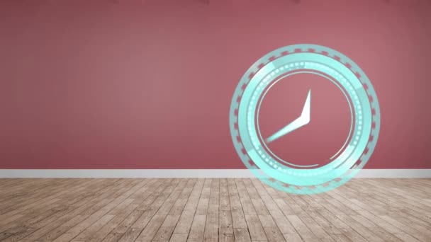 Animation Der Sich Schnell Bewegenden Uhr Mit Kopierraum Auf Rotem — Stockvideo