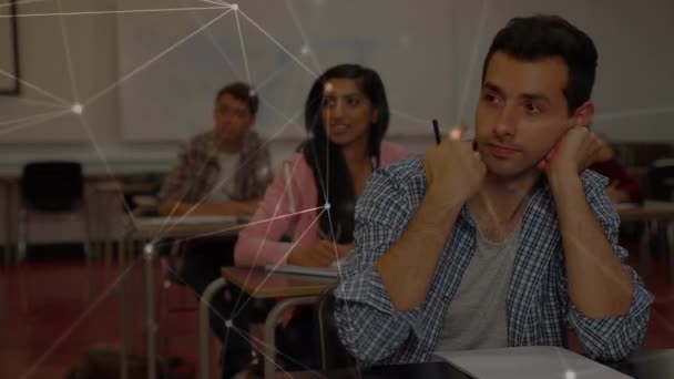 Animation Réseau Connexions Sur Apprentissage Des Étudiants Éducation Mondiale Interface — Video