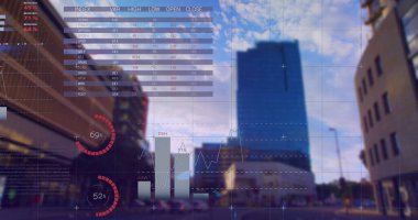 Arka planda finansal veri işleme ve istatistik kaydının resmi. Küresel finans iş ekonomisi konsepti dijital olarak oluşturulmuş görüntü.