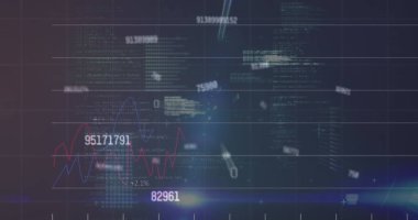 Finansal veri işlemeye karşı birden fazla değişen sayının dijital görüntüsü. küresel finans ve iş konsepti
