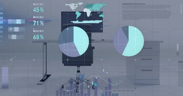 Cyfrowy Złożony Obraz Przetwarzania Danych Statystycznych Finansowych Stosunku Pustego Biura — Zdjęcie stockowe