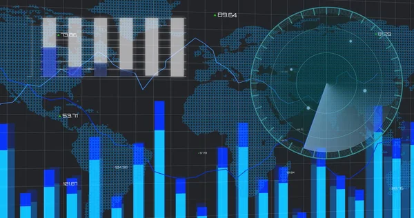 Obrázek Zpracování Finančních Údajů Skenování Rozsahu Mapě Světa Globální Finanční — Stock fotografie