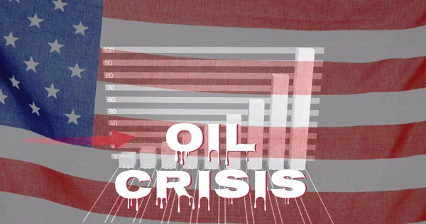 Imagen Oil Crisis Texto Con Estadísticas Línea Roja Con Grabación —  Fotos de Stock