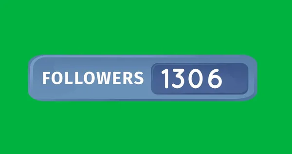 Immagine Una Scatola Blu Contenente Numeri Follower Sfondo Verde — Foto Stock