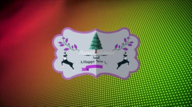 Mutlu Noel 'in animasyonu ve yeşil arka plan üzerine mutlu bir yeni yıl mesajı. Noel, gelenek ve kutlama konsepti dijital olarak oluşturuldu.