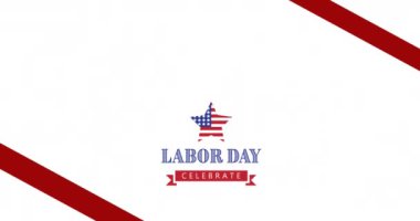 İşçi bayramının animasyonu yıldızların ve çizgilerin üzerinde kutlanır. Vatanseverlik ve kutlama konsepti dijital olarak oluşturulmuş video.