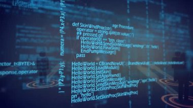 Bağlantı ağlarının animasyonu ve kara arkaplan üzerinden veri işleme. küresel bağlantılar, dijital arayüz, dijital olarak oluşturulan veri işleme konsepti.