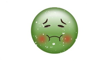 Konfetilerin düşmesi üzerine hasta emoji ikonu animasyonu. küresel sosyal medya ve iletişim konsepti dijital olarak oluşturulmuş video.