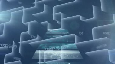 Siyah zemin üzerinde beyaz çizgiler üzerinden veri işleme animasyonu. küresel sosyal medya, bağlantılar ve dijital arayüz konsepti dijital olarak oluşturulmuş video.