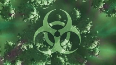 Uyarı üzerine düşen kovid 19 hücrenin animasyonu. küresel sağlık ve sağlık hizmetleri kavramı dijital olarak üretilen video.