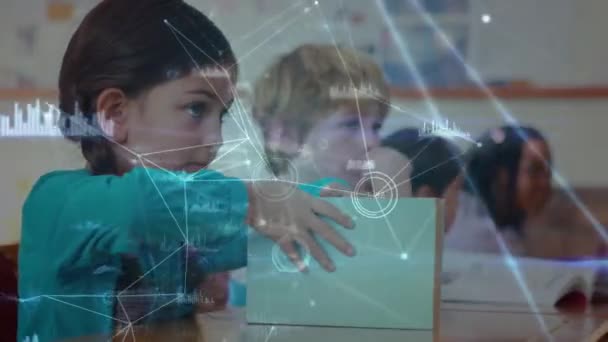 Animatie Van Netwerken Van Verbindingen Schoolkinderen Klas Mondiaal Onderwijs Digitale — Stockvideo
