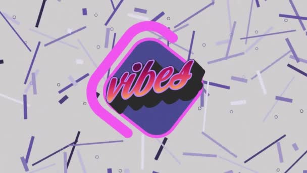 Animation Von Vibes Text Über Bunte Grafiken Und Formen Hintergrund — Stockvideo
