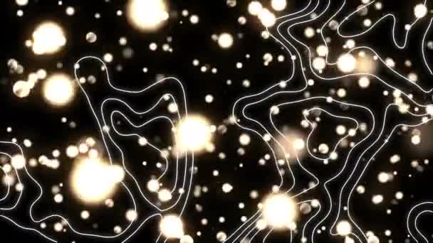 Анимация Белых Контурных Линий Движущихся Мерцающим Белым Огням Движущихся Черном — стоковое видео