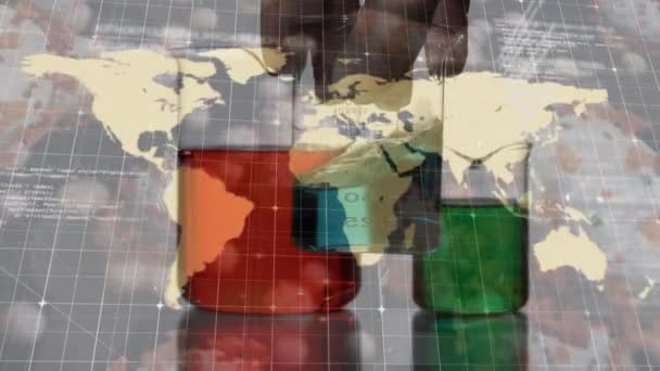 Animazione Della Mappa Del Mondo Tazze Misura Global Covid Concetto — Video Stock