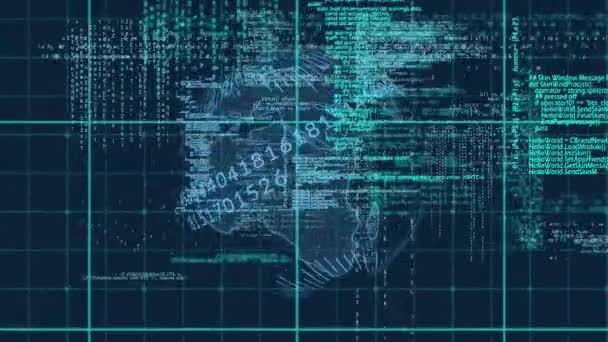 Animación Del Procesamiento Datos Redes Conexiones Través Grind Seguridad Global — Vídeo de stock