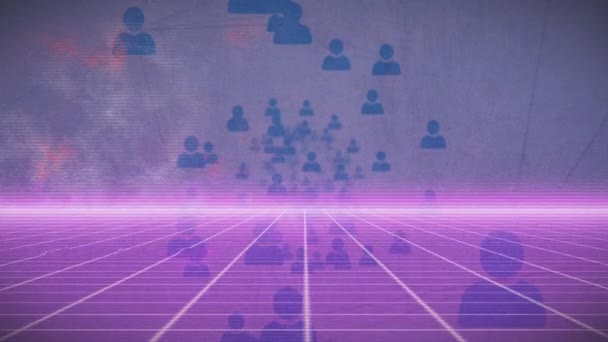 Animação Rede Conexões Fundo Roxo Mídia Social Global Conexões Conceito — Vídeo de Stock