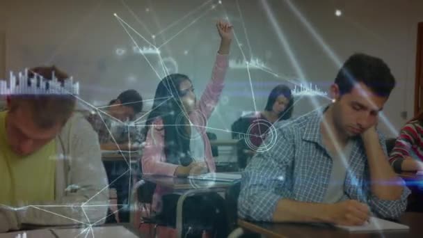 Animación Red Conexiones Sobre Aprendizaje Los Estudiantes Educación Global Interfaz — Vídeo de stock