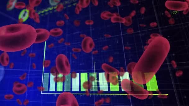 Animação Células Vívidas Com Registro Estatístico Conceito Global Pandemia Processamento — Vídeo de Stock