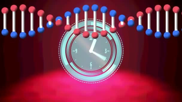 Animation Brin Adn Tournant Sur Horloge Concept Services Mondiaux Santé — Video