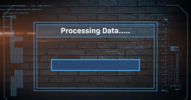 Animation Data Processing Brick Wall Global Social Media Connections Digital — Stock Video