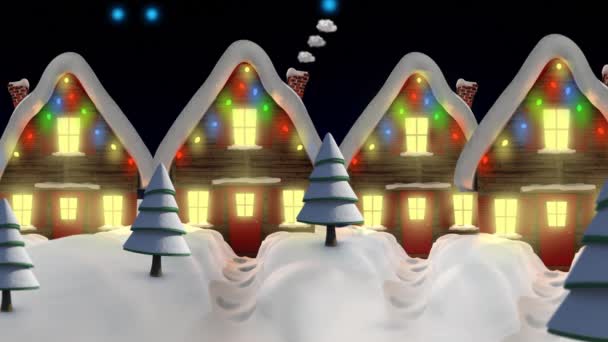 五彩缤纷的星光在有仙女灯的房子上飘扬 圣诞节 传统和庆祝概念数字制作的视频 — 图库视频影像