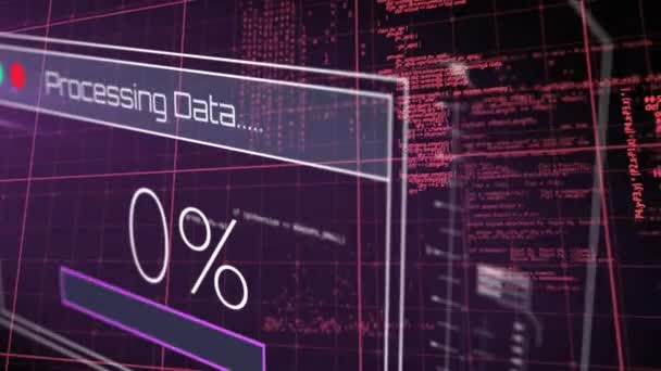 Animación Del Procesamiento Datos Sobre Fondo Negro Tecnología Comunicación Intercambio — Vídeo de stock