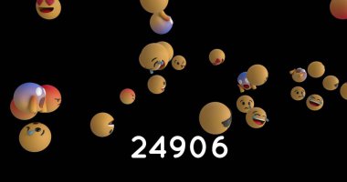 Siyah arkaplan üzerinde soldan sağa uçan bir grup simge resmi 