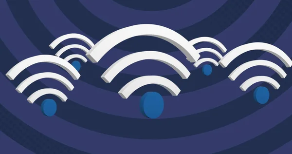 Image Multiple Wifi Internet Icons Floating Pulsating Blue Bright Stripes — Stock Photo, Image