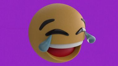 Gürültülü mutlu emoji simgesinin animasyonu. küresel sosyal medya ve iletişim konsepti dijital olarak oluşturulmuş video.