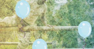 Animasyon günü asker egzersizi üzerine yazılmış metinler. Vatanseverlik ve kutlama konsepti dijital olarak oluşturulmuş video.