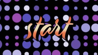 Renkli grafikler ve şekiller üzerinden başlangıç metninin canlandırması. arkaplan, sosyal medya ve iletişim konsepti dijital olarak oluşturulmuş video.