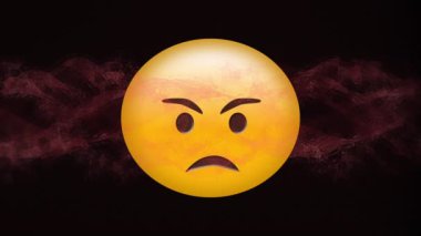 Kırmızı dalga üzerinde kızgın emoji ikonu animasyonu. küresel sosyal medya ve iletişim konsepti dijital olarak oluşturulmuş video.