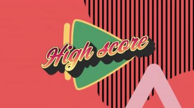 Renkli grafikler ve şekiller üzerine yüksek puanlı metin animasyonu. arkaplan, sosyal medya ve iletişim konsepti dijital olarak oluşturulmuş video.