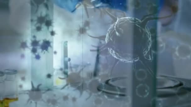 Animation Des Cellules Coronavirus Sur Science Laboratoire Global Covid Pandémie — Video