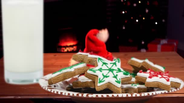 Animation Chapeau Père Noël Biscuits Lait Noël Tradition Concept Célébration — Video