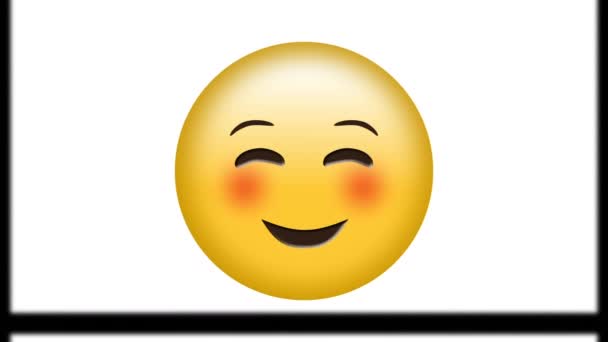 Κινούμενο Σχέδιο Χαρούμενου Εικονιδίου Emoji Πάνω Από Κινούμενα Γεωμετρικά Σχήματα — Αρχείο Βίντεο