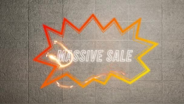 Анимация Массивного Текста Продажи Ретро Речевом Пузыре Абстрактном Фоне Покупка — стоковое видео