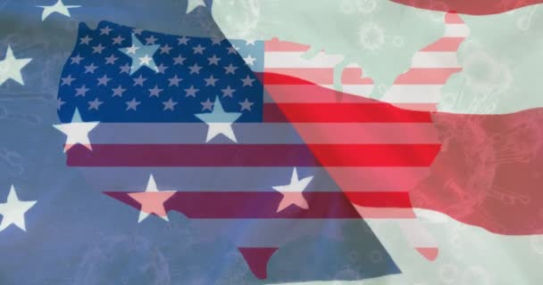 Animazione Paese Colorato Con Bandiera Americana Icone Virus Patriottismo Concetto — Video Stock