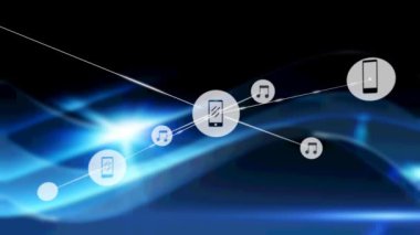 Siyah arkaplandaki bağlantı ağının canlandırılması. küresel iş, bağlantılar, veri işleme ve teknoloji konsepti dijital olarak oluşturulmuş video.