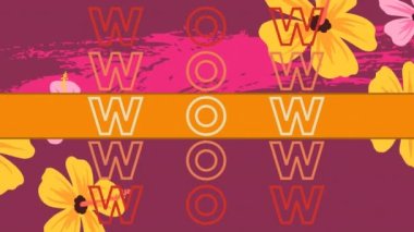 Renkli grafikler ve çiçeklerle ilgili animasyon. arkaplan, sosyal medya ve iletişim konsepti dijital olarak oluşturulmuş video.