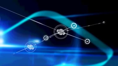 Siyah arkaplandaki bağlantı ağının canlandırılması. küresel iş, bağlantılar, veri işleme ve teknoloji konsepti dijital olarak oluşturulmuş video.