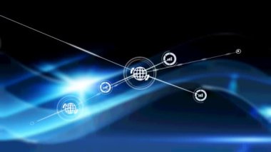 Siyah arkaplandaki bağlantı ağının canlandırılması. küresel iş, bağlantılar, veri işleme ve teknoloji konsepti dijital olarak oluşturulmuş video.